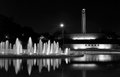 Liberty Memorial with Fountain at Night