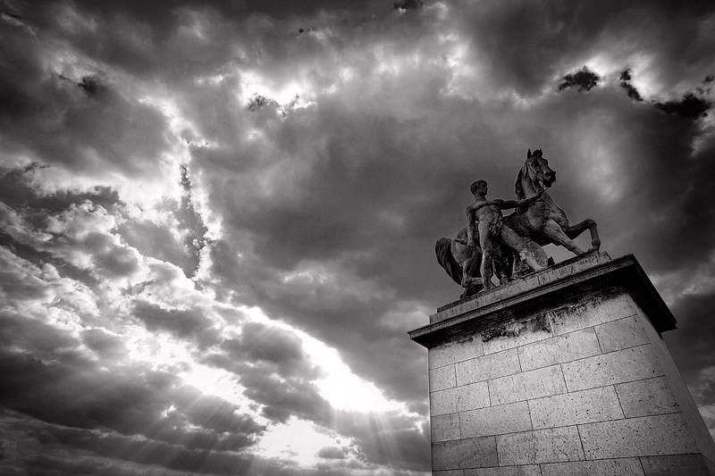 The Guarding Statue - BW