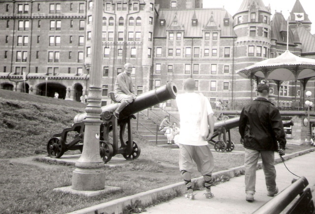 Shaolin monk on a canon (35 mm b&w film)