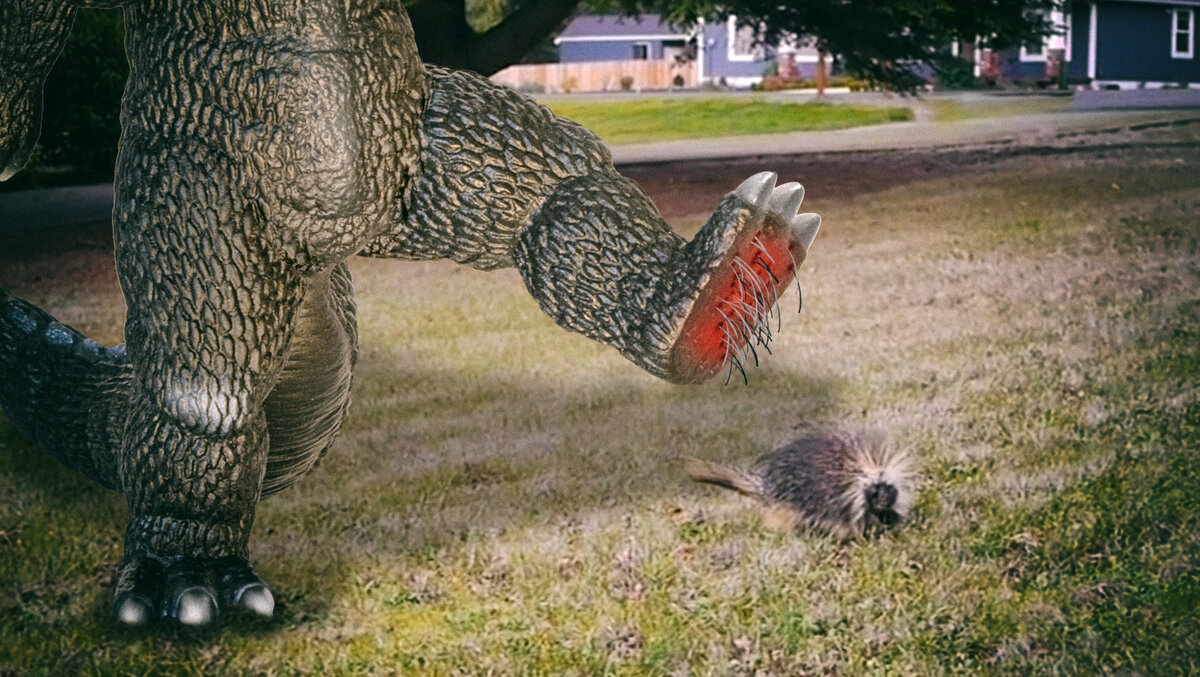 Godzilla-vs-porcupine