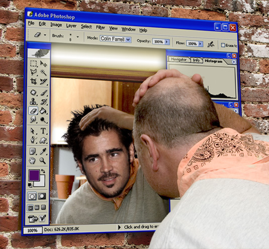 Photoshop Mirror with Colin Farrell filter