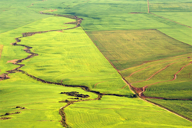 And a little river ... through the fields