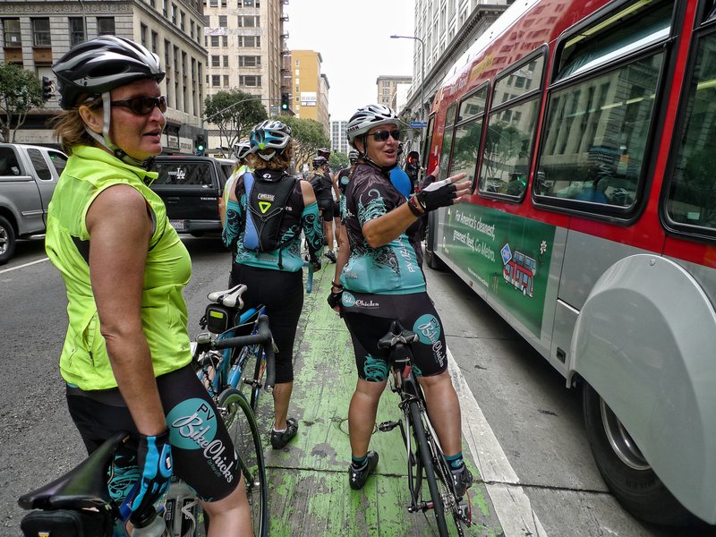 Bike lane, downtown LA