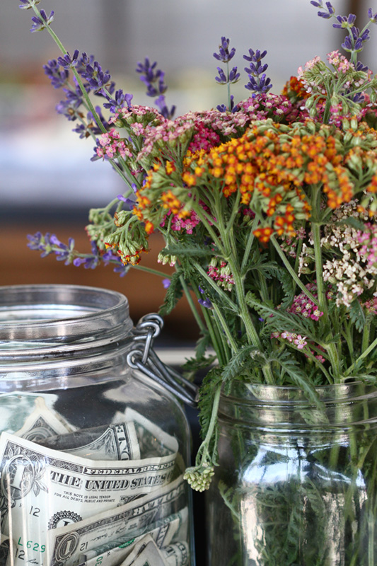 Tip jar flowers