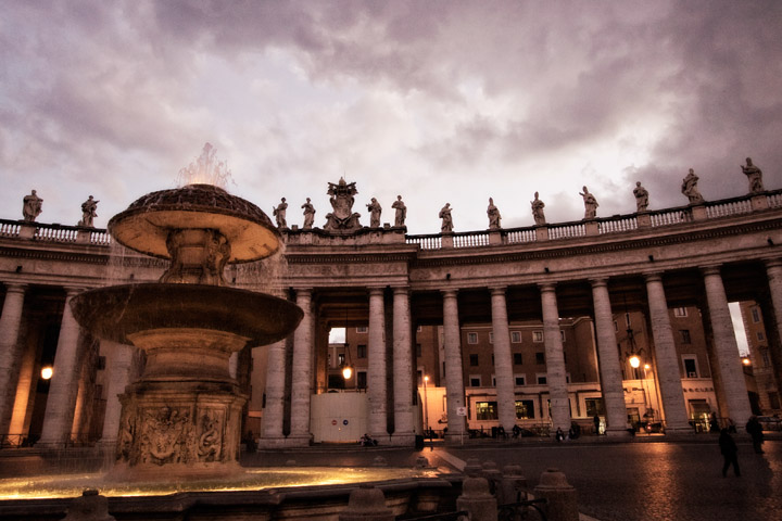 Pillars and fountain