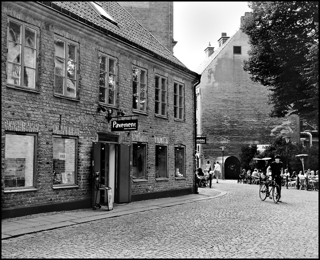 Downtown in black and white