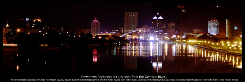 Panoramic Rochester, NY at Night