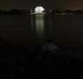Skip sneaking up on Jefferson Monument