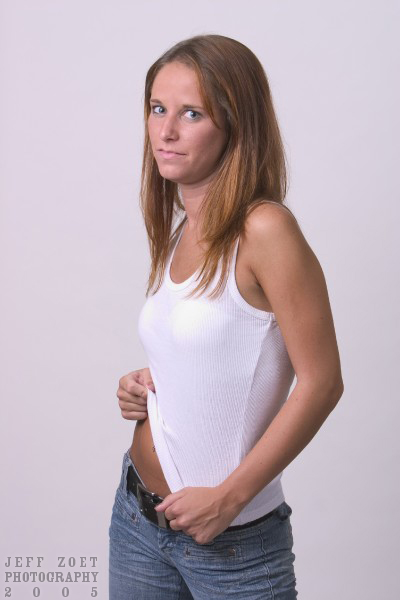 Loren pulling shirt