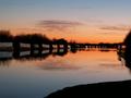 Narrowboats at dusk