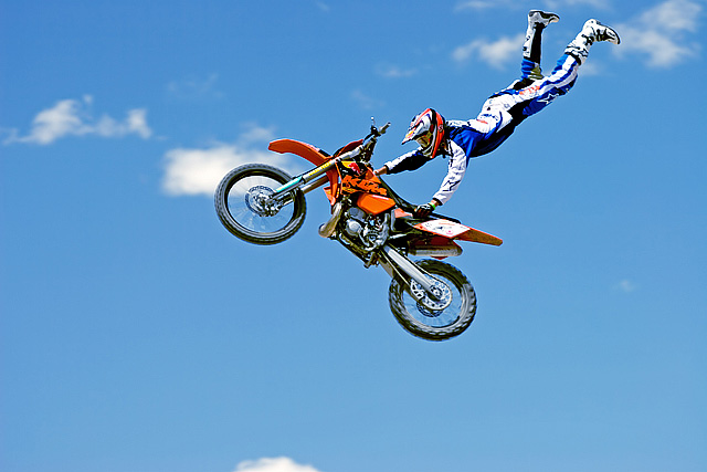 Motorcycle acrobatics fly