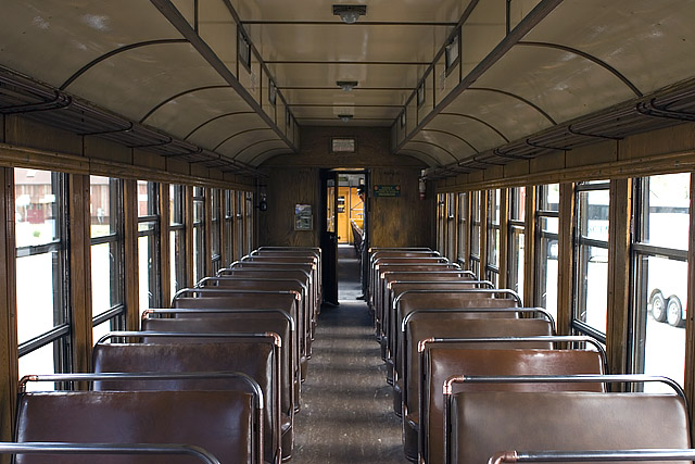 Railroad passenger car inside old