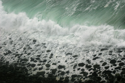Wave Crashing on Rocks