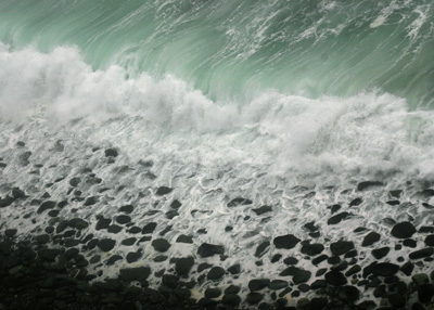 Wave Crashing on Rocks