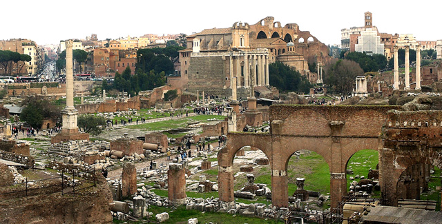 Roman Forum with haze
