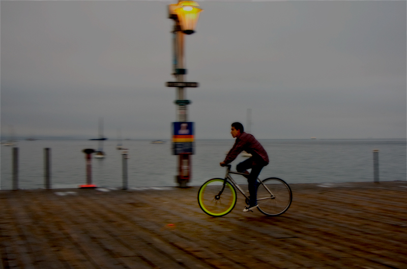 Cyclist on Stearns Wharf