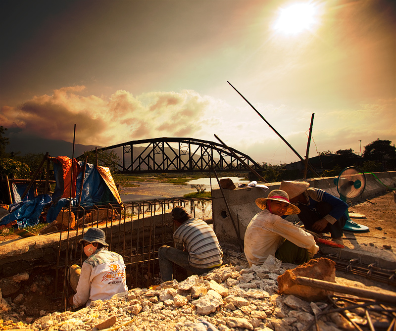 Bridge Workers Near Da Nang