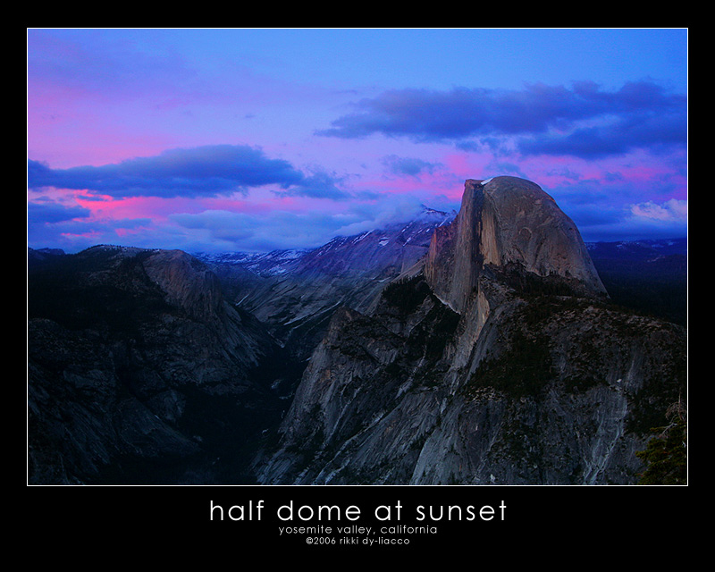 half dome at sunset