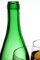 Green Wine Bottle & Two Glasses