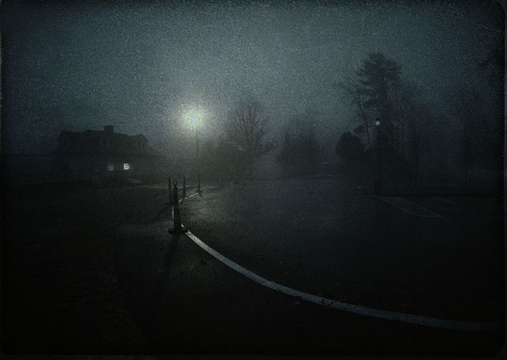 twilight, foggy night 