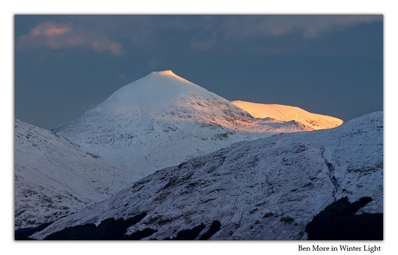 Ben More summit in the last of the winter sunlight