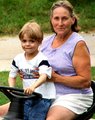 helping Gramma mow