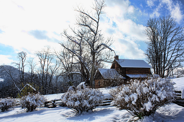 Pioneer Homestead by Blue Ridge Mountains