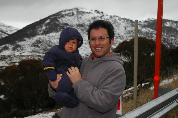 Tim and Oliver at the snow