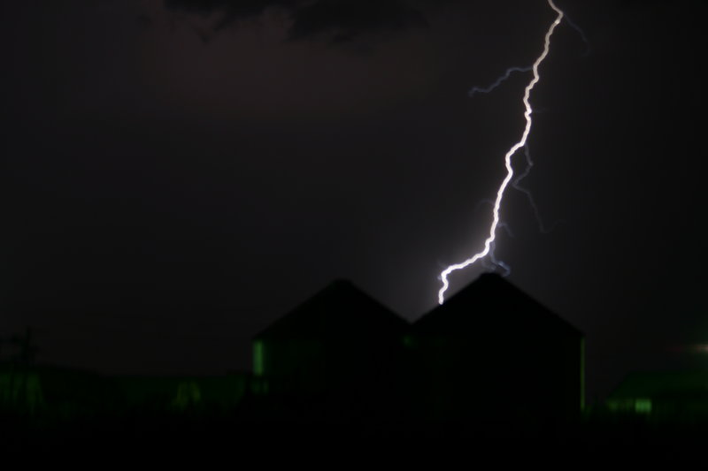 Lightning on Grain Bins