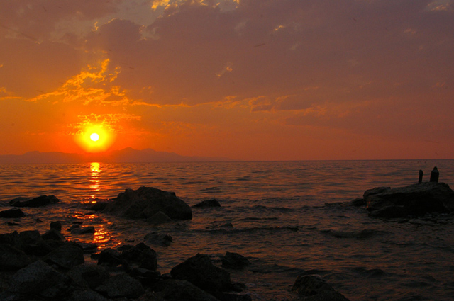 Great Salt Lake Sunset .