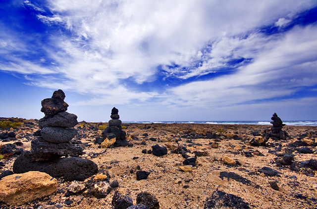 Fuerteventura, piles of lavastones