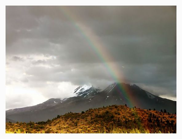 Rainbow over Mount Shasta