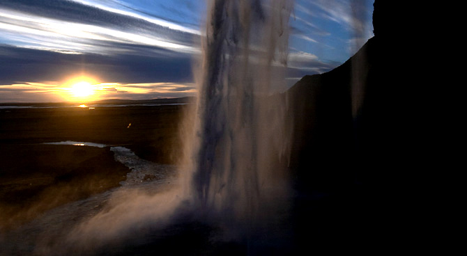 Waterfall in the midnight sun