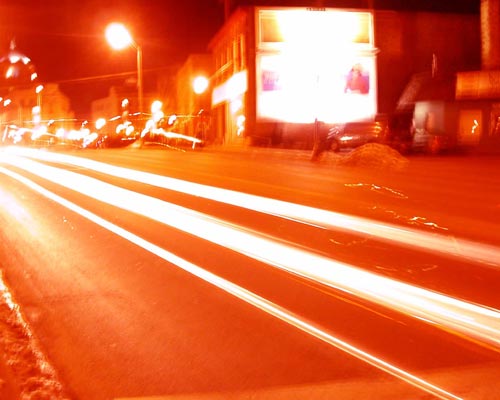 Downtown Champaign at night