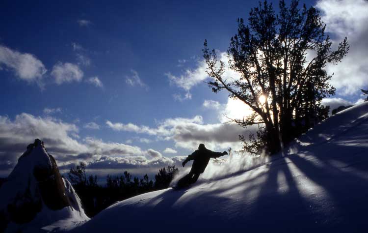 Snowboarder Silhouette at Lake Tahoe Backcountry