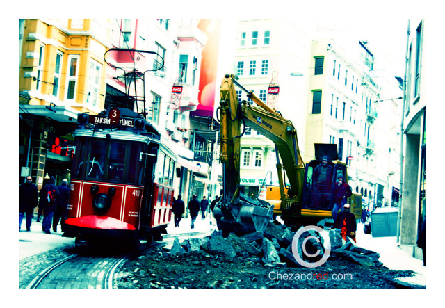 The tram and the digger