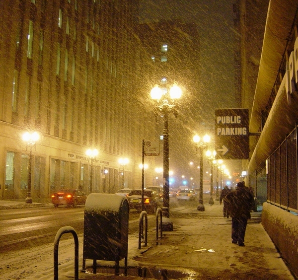 Glowing Snowy Street