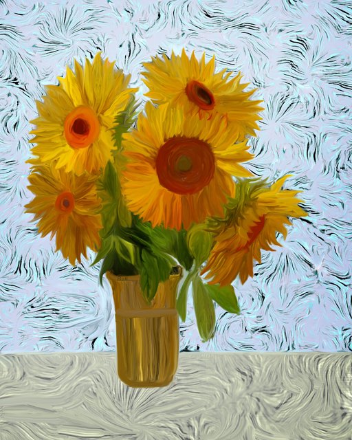 Five Sunflowers in a Vase