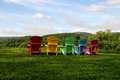 Colorful Adirondack chairs at a Vermont rest area