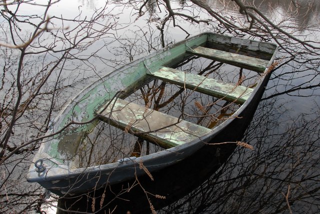 Flooded row boat