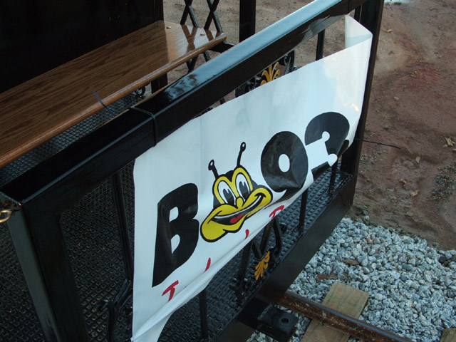 The back of the train advertising