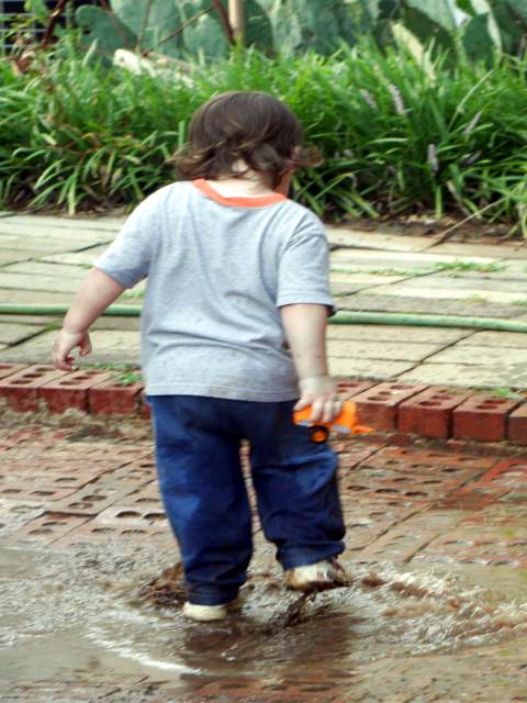 Boy's love the puddles!