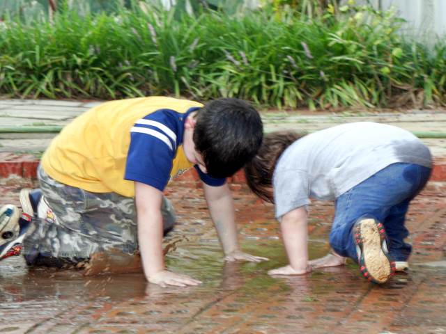 Mud puddle fun...