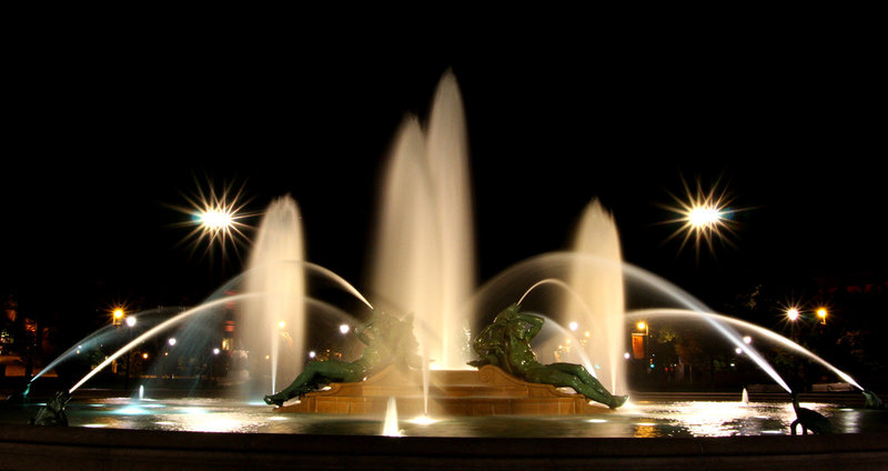 Night-time fountain