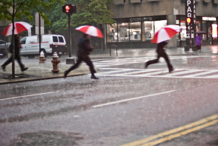 Three suits in the rainstorm (Version-2)