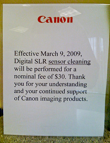No More Free Sensor Cleaning from Canon