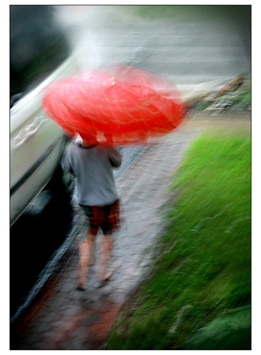 walking in the rain