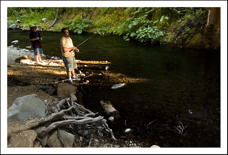 Father and son fishing