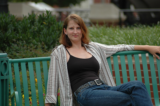 Beauty on a park bench