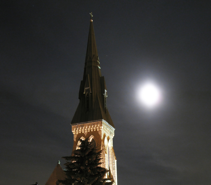 Spire and Moon